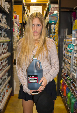 18 year old cutie Christine Paradise pulling denim shorts aside